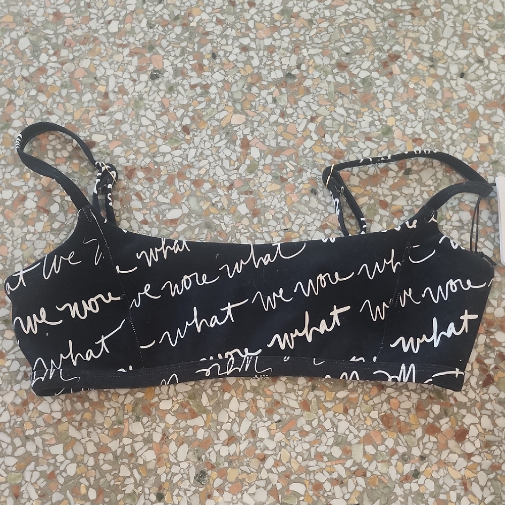 WeWoreWhat Black and White Script Crop Top